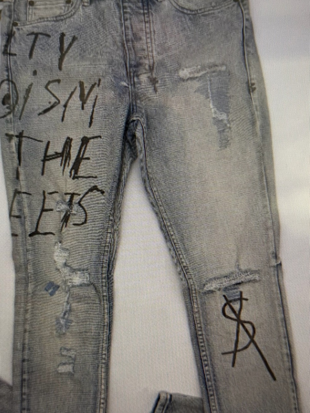 Ksubi Light Gray Chitch washed out Royslty SkinnyJeans with Black Graphic Script
